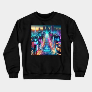 Neon Pulse: The Digital Plaza part two Crewneck Sweatshirt